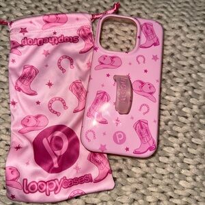 iPhone 14 pro- Loopy case (Pink Boots)